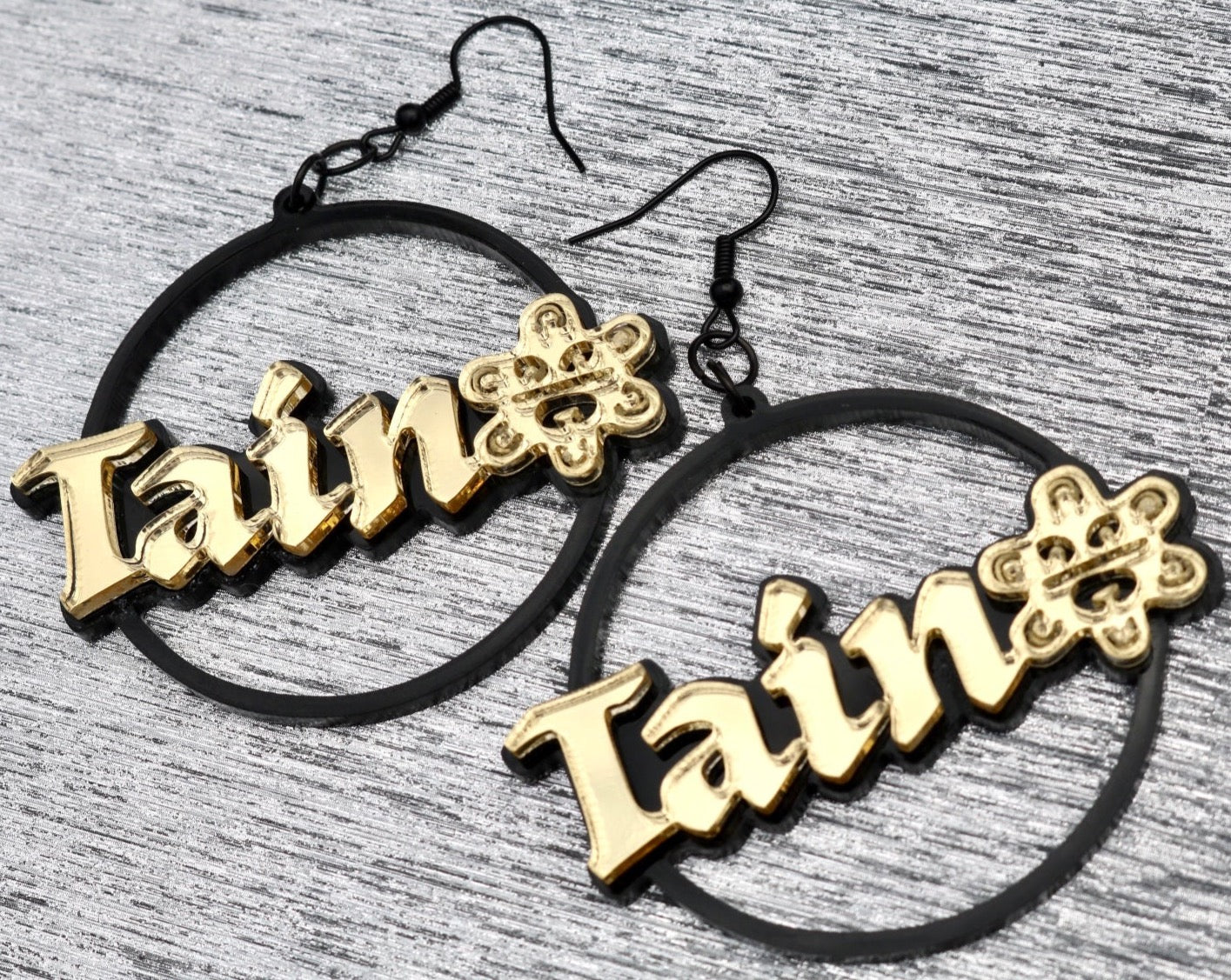 Acrylic Taino Hoop Earrings