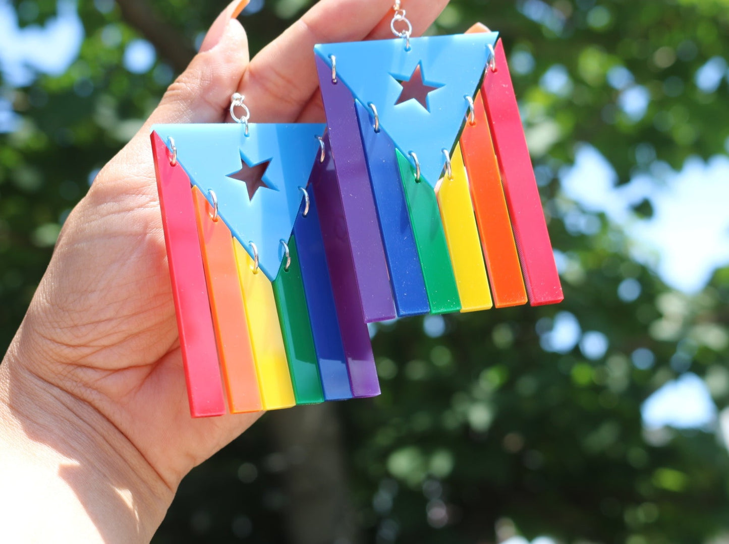 PR Flag Acrylic Dangle Earrings