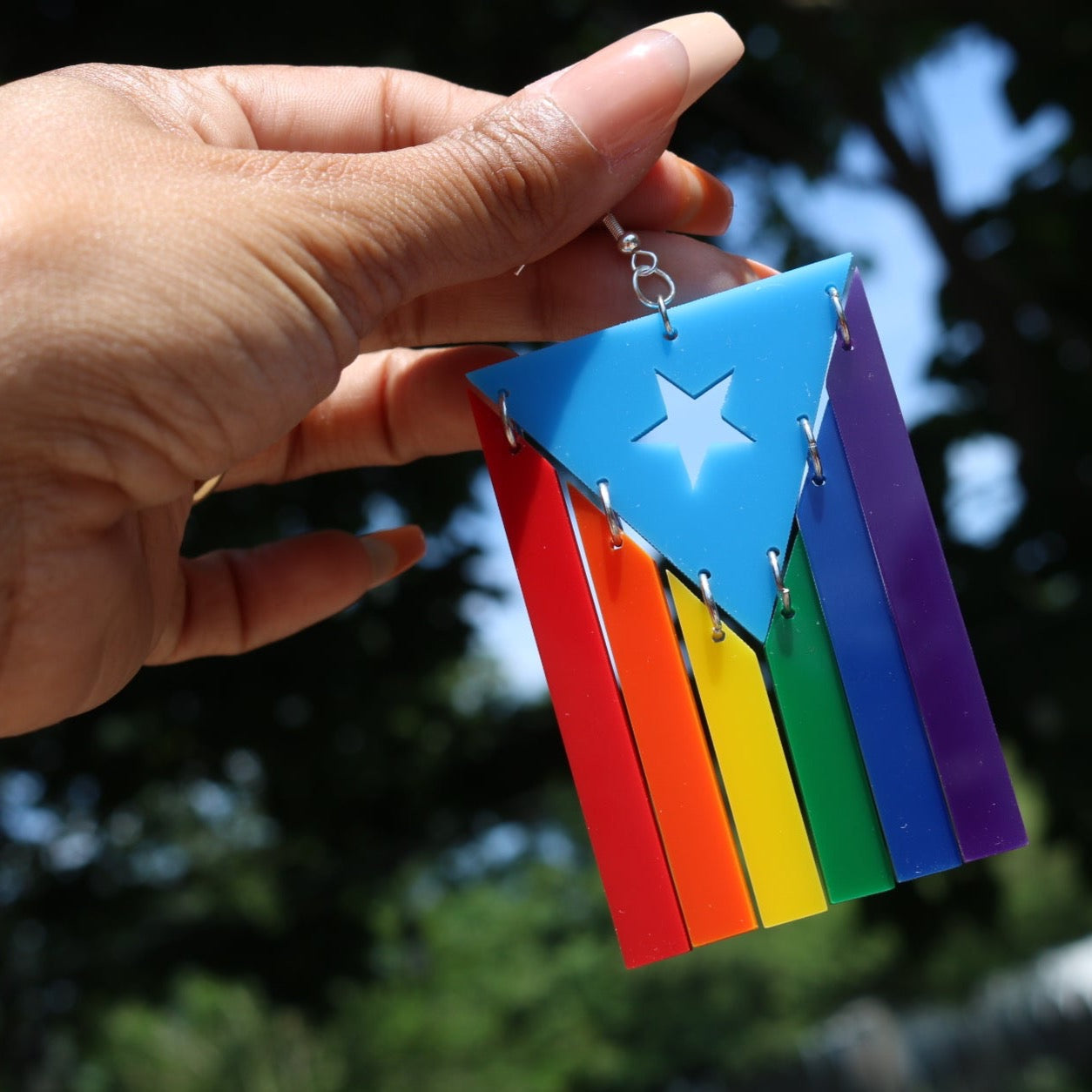 PR Flag Acrylic Dangle Earrings
