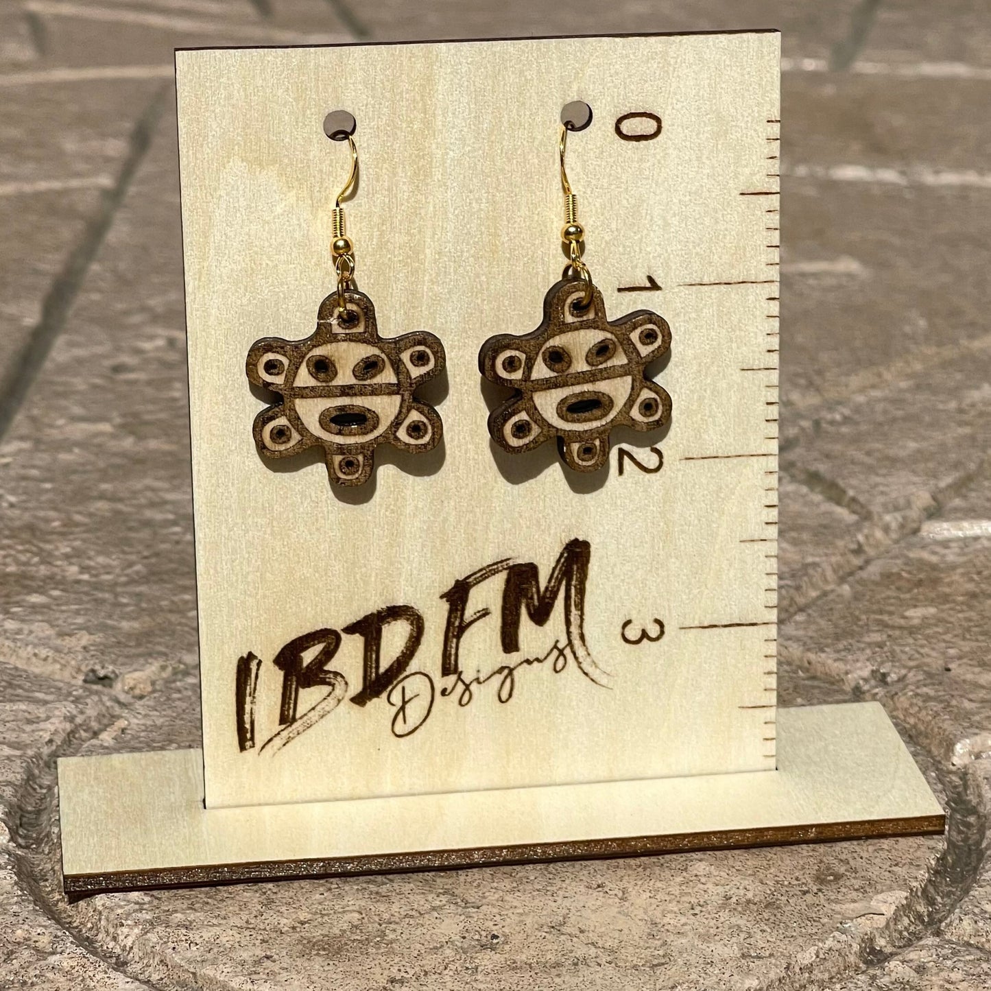 Taino Sol Wood Dangle Earrings