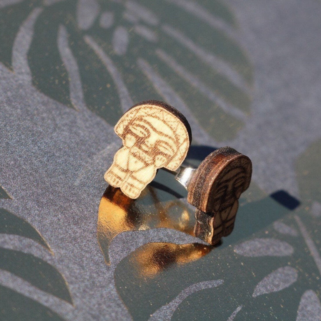 La Venus De Tacarigüa. Wood Stud Earrings