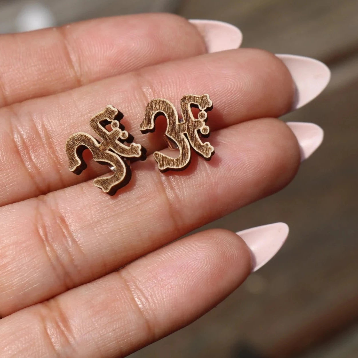 Taino Coqui Wood Stud Earrings