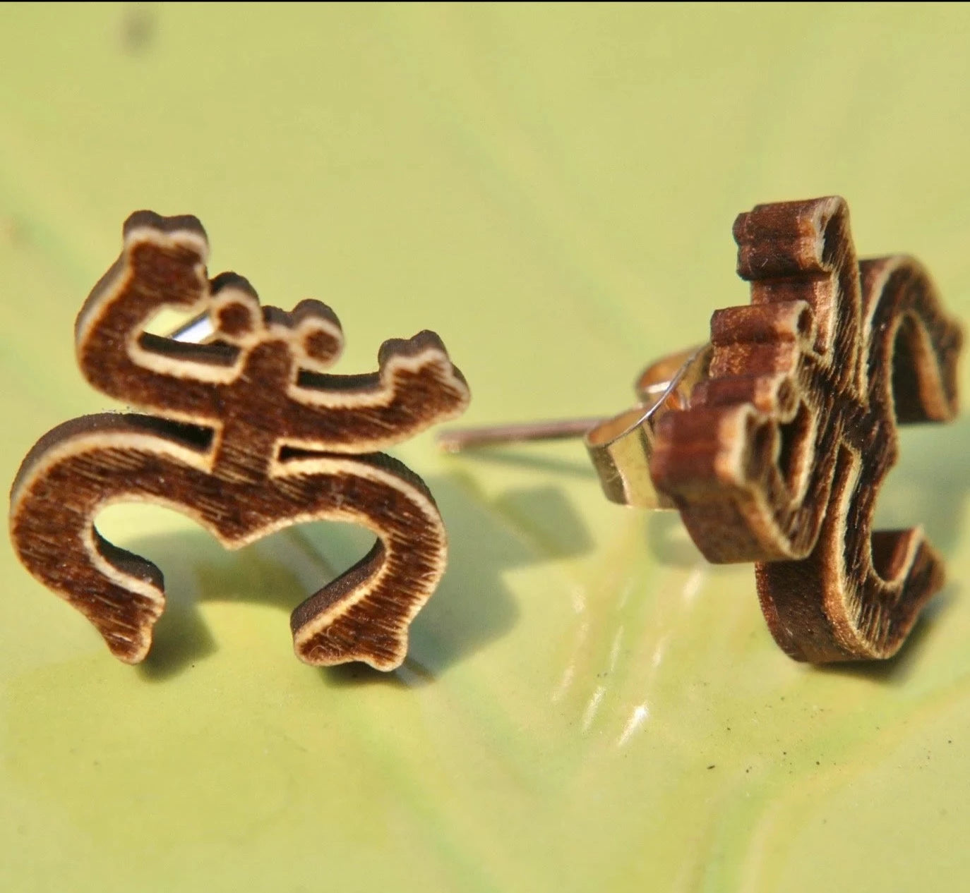 Taino Coqui Wood Stud Earrings